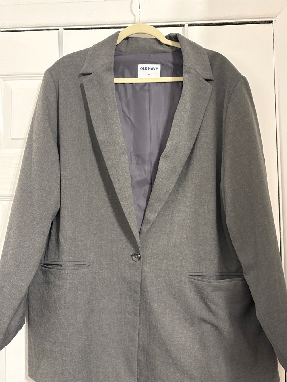 Old Navy Women's Light Gray Single-Button Blazer fits 3X